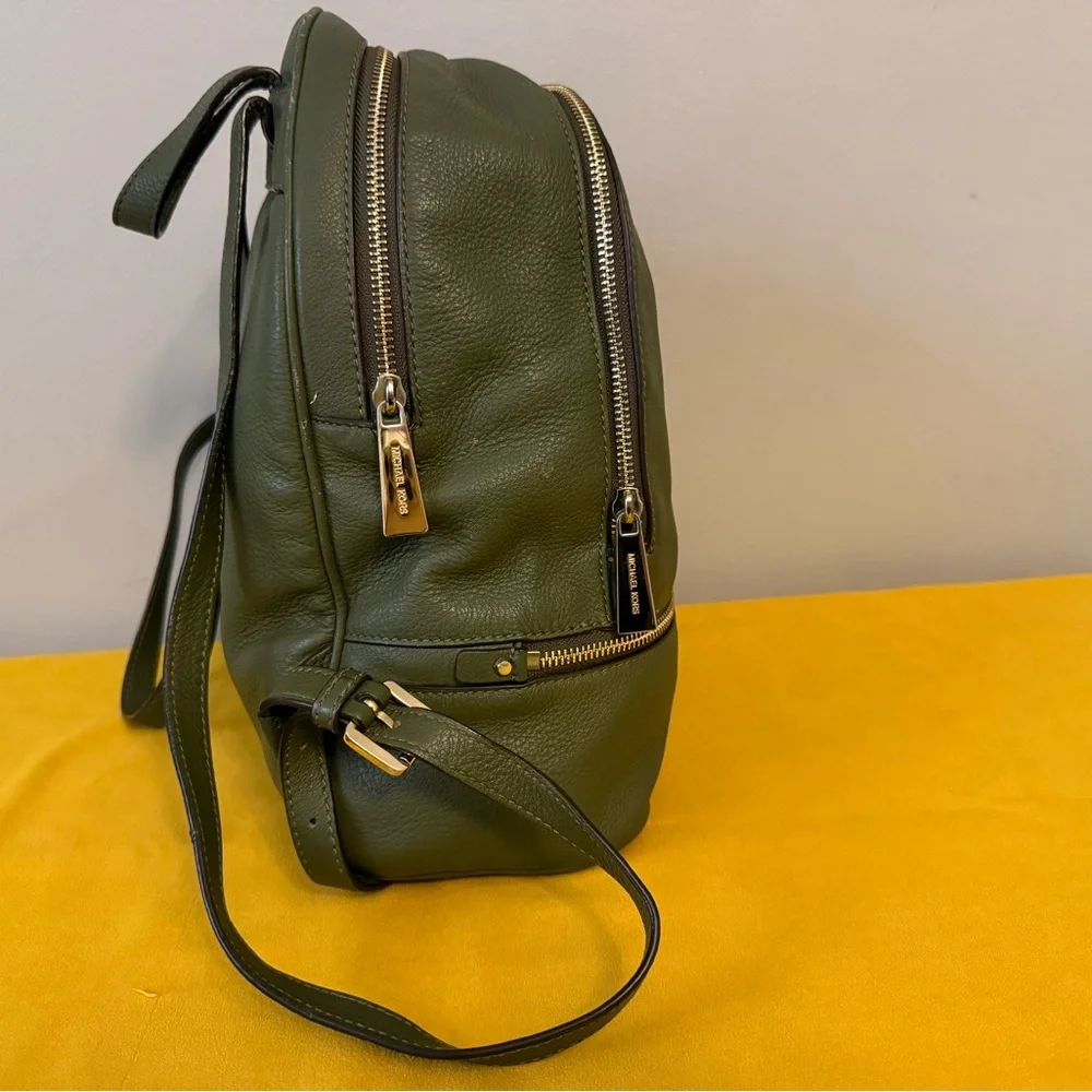 Michael Kors Olive Green Leather Backpack - Picture 11 of 16